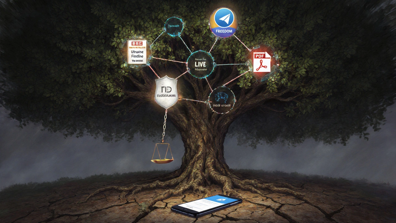 A symbolic tree of global news channels rooted in encrypted data streams.