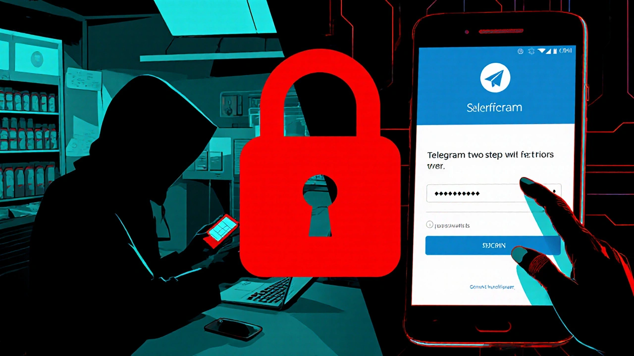 Hacker performing SIM swap vs journalist securing Telegram with two-step verification.