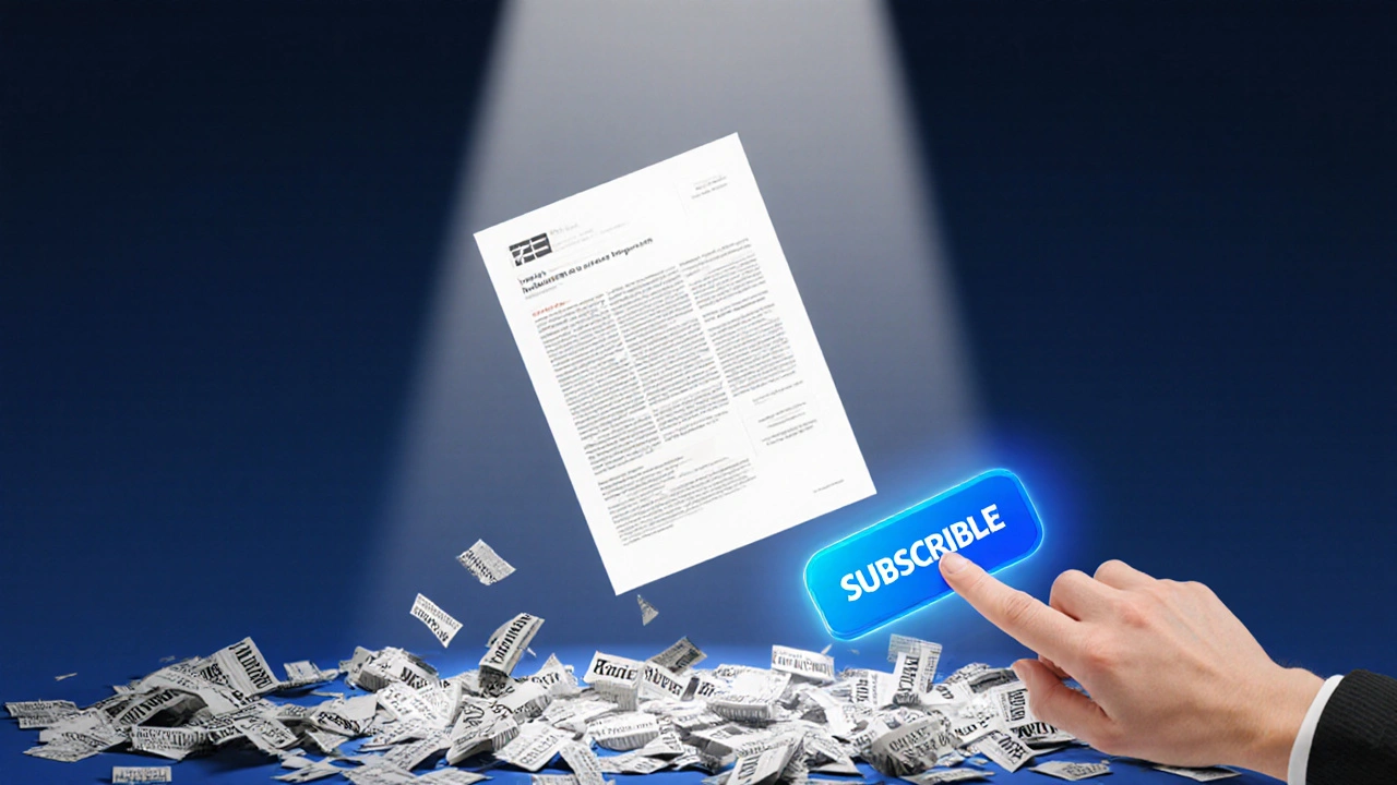 Verified document illuminated amid shattered news headlines as hand clicks Stripe payment button.