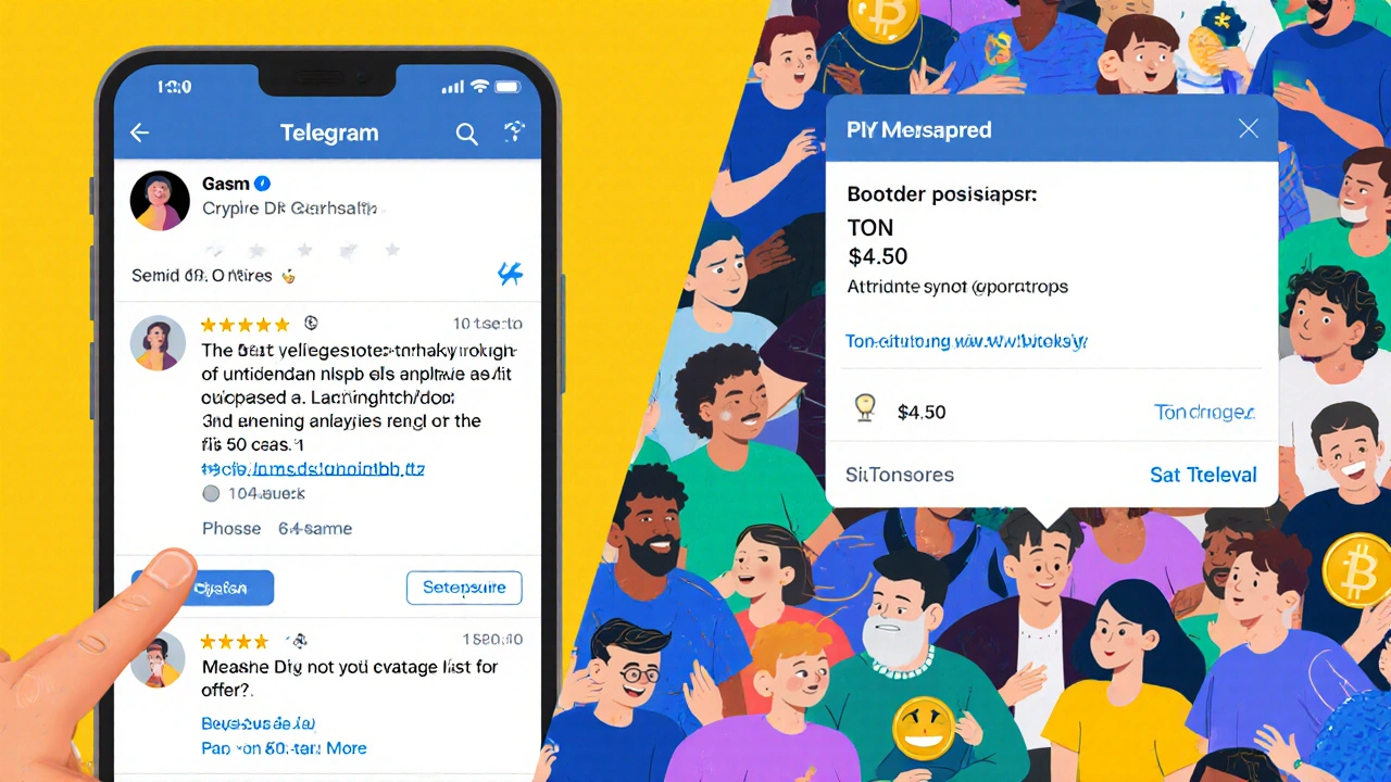 A Telegram channel interface displaying a user sending Stars to unlock content and a sponsored message appearing naturally among posts.