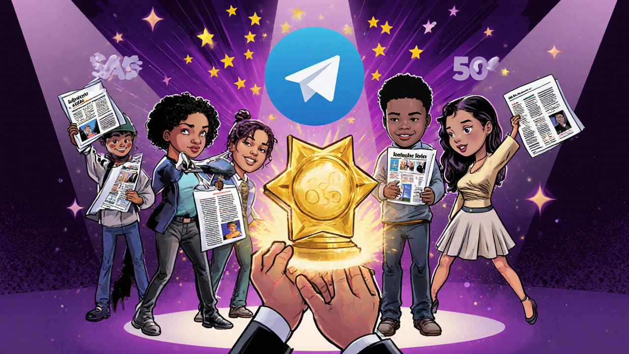 Comic-style publisher giving Stars prize to subscribers who transform into loyal readers with exclusive content.