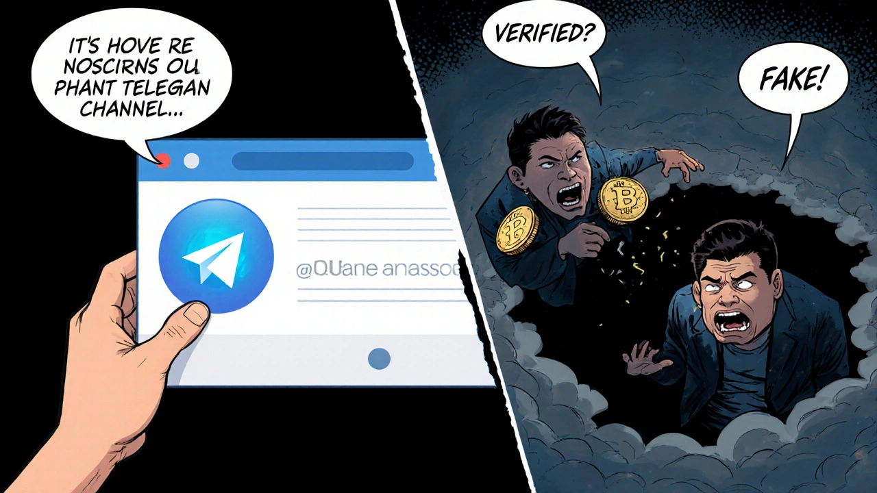Comic-style split scene of a user falling for a scam and losing crypto to a black hole.