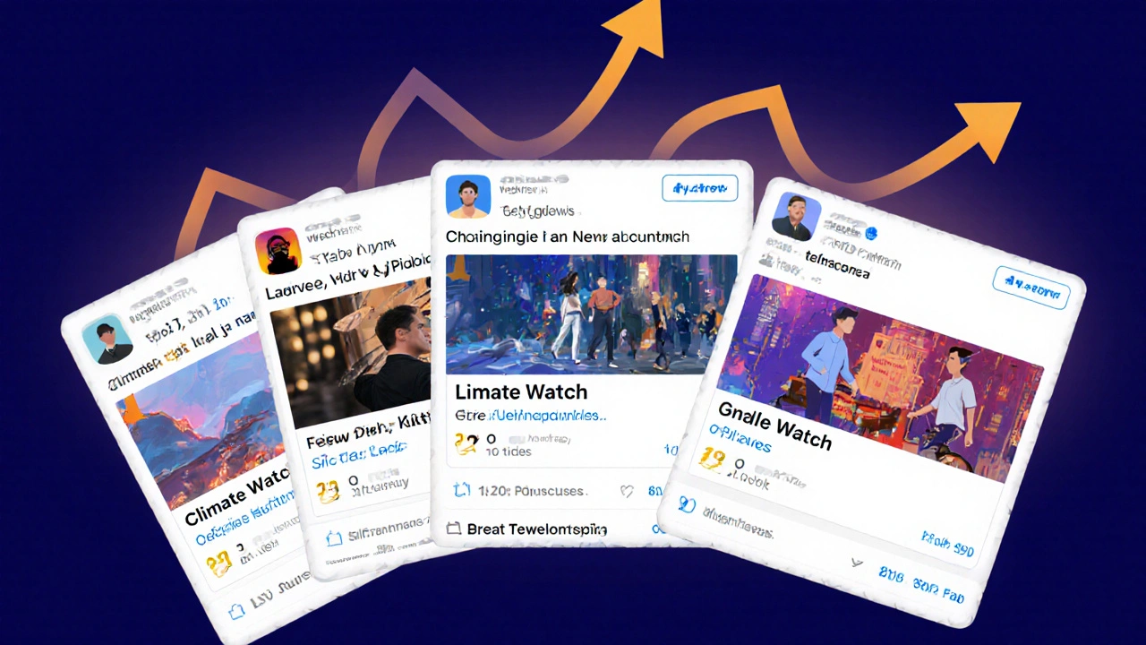 Five news channels collaborating on a shared weekly roundup post with overlapping thumbnails.