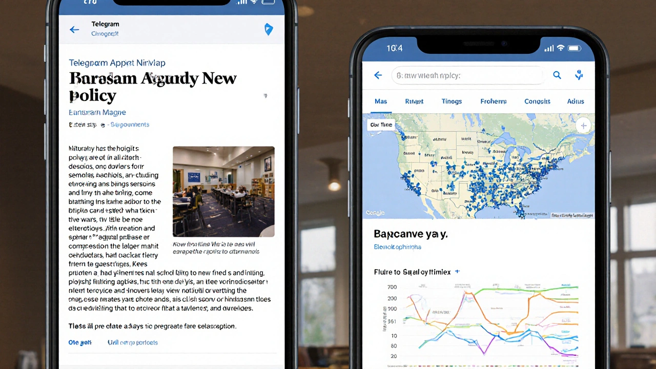 Mini App interface showing a map and funding comparison for policy impact.