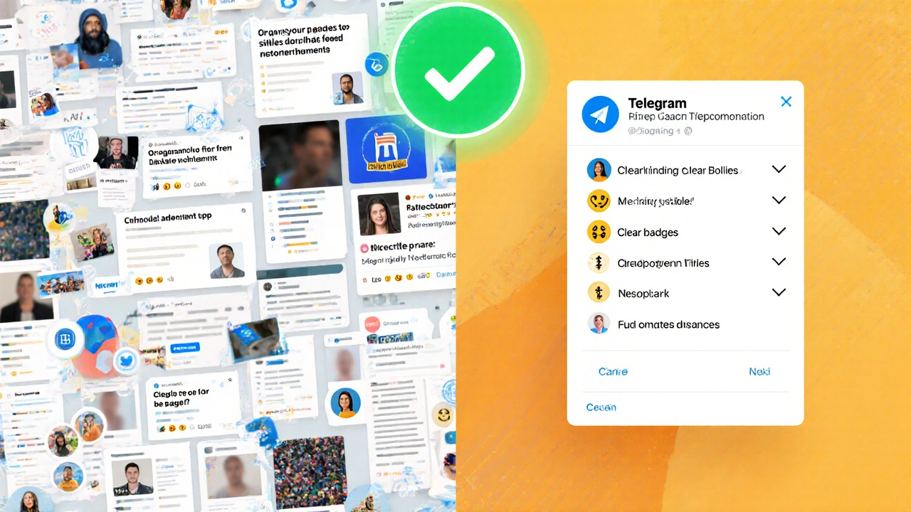 Split-screen comparison: chaotic unmoderated feed vs. clean, policy-guided channel feed.