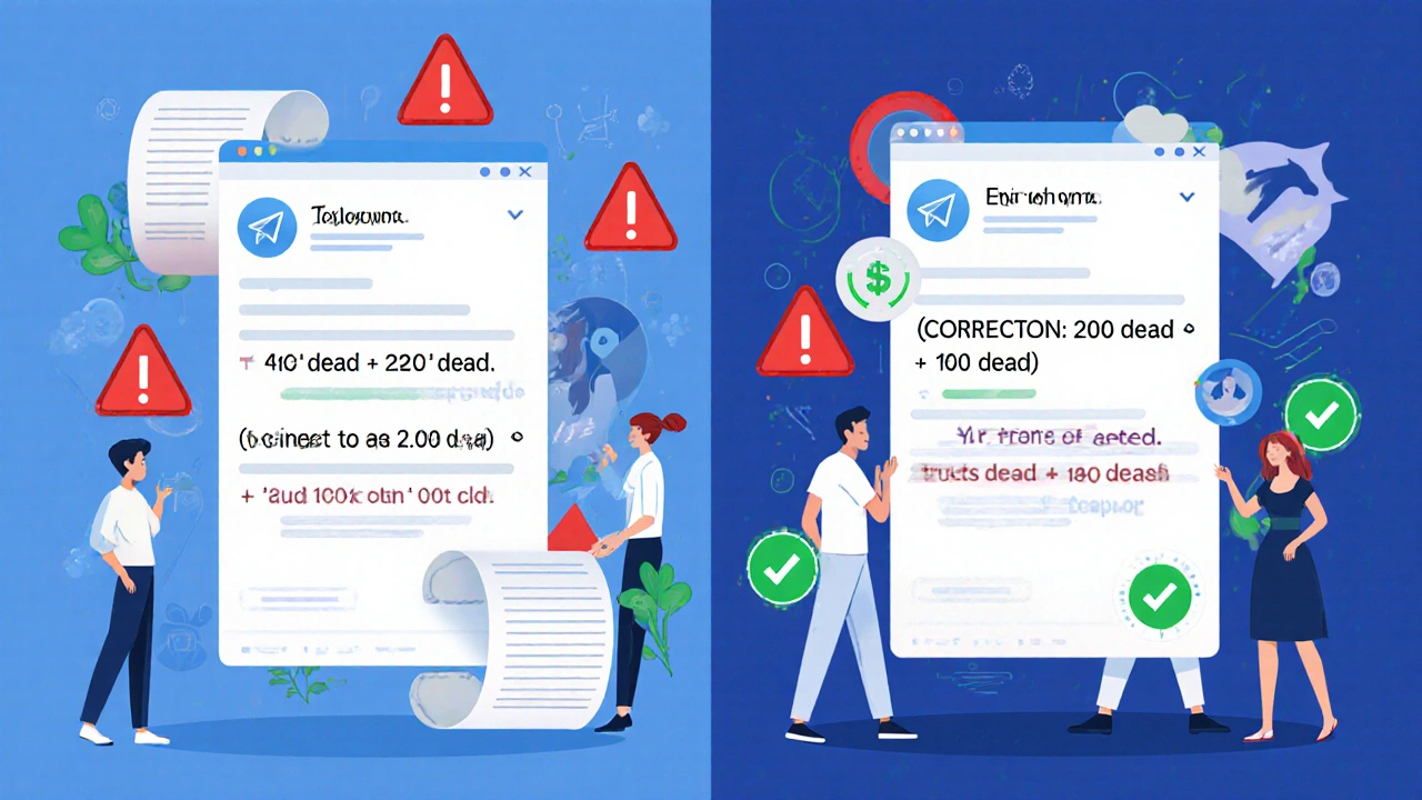 Split-screen comparison: silent edit causing distrust vs. annotated correction building trust.