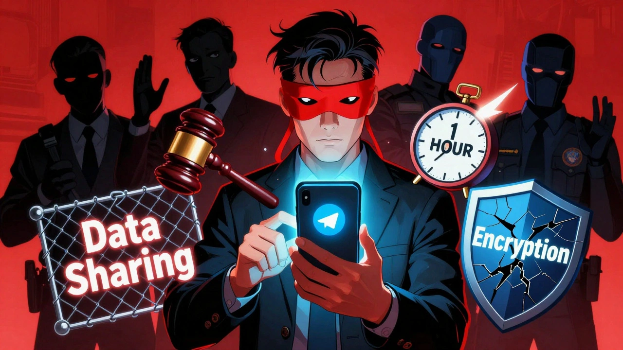 A journalist under legal threat from AI moderators, regulators, and data requests surrounding a Telegram device.