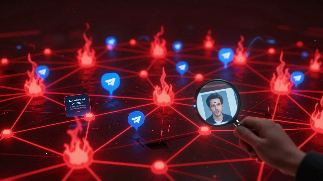 Abstract digital network of spreading misinformation being countered by steady blue correction pulses from trusted sources.