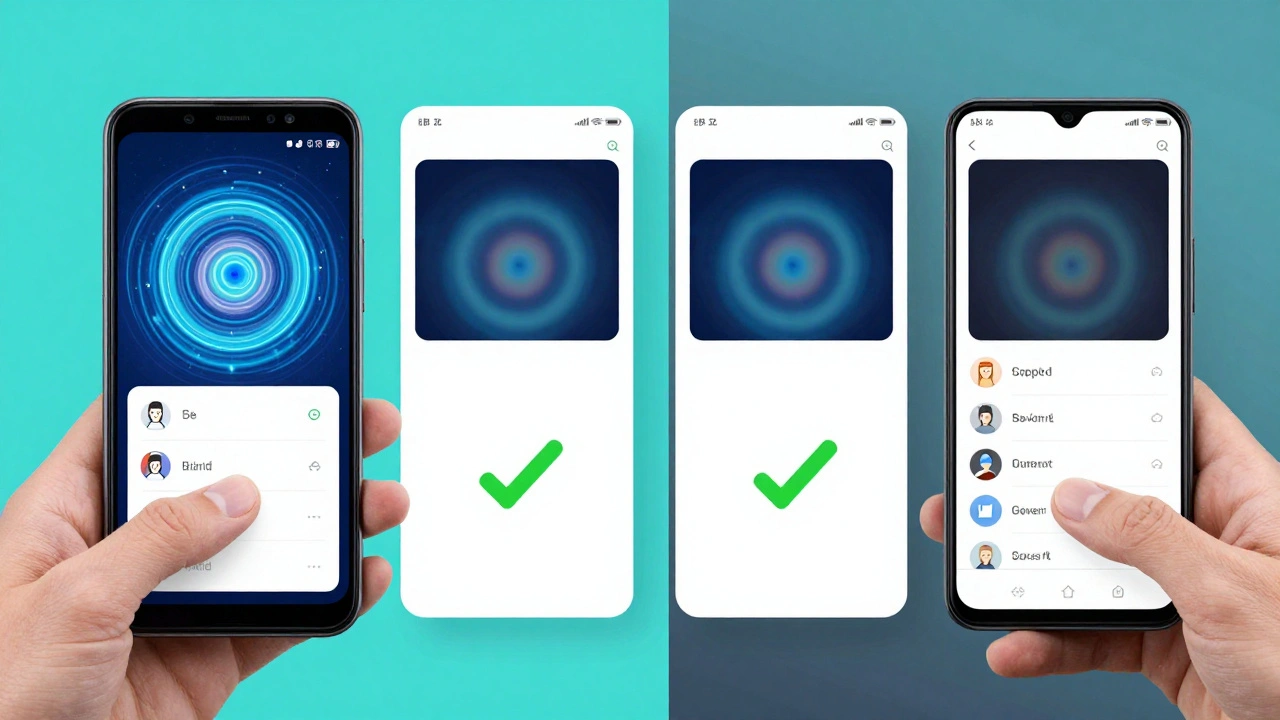 Budget Android phone with animated Telegram features being disabled to improve performance.
