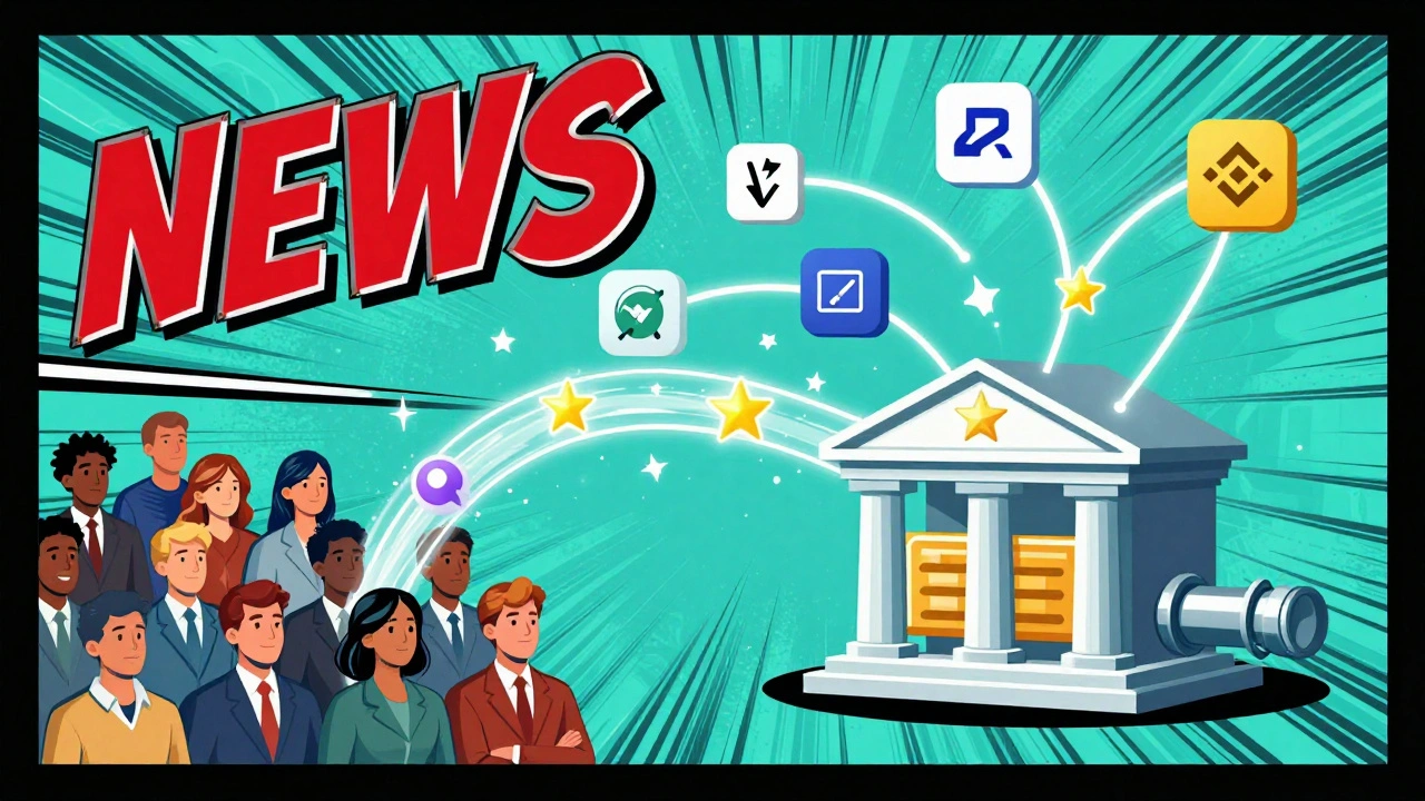 Comic-style illustration of Stars flowing from audience to financial tools via affiliate links.