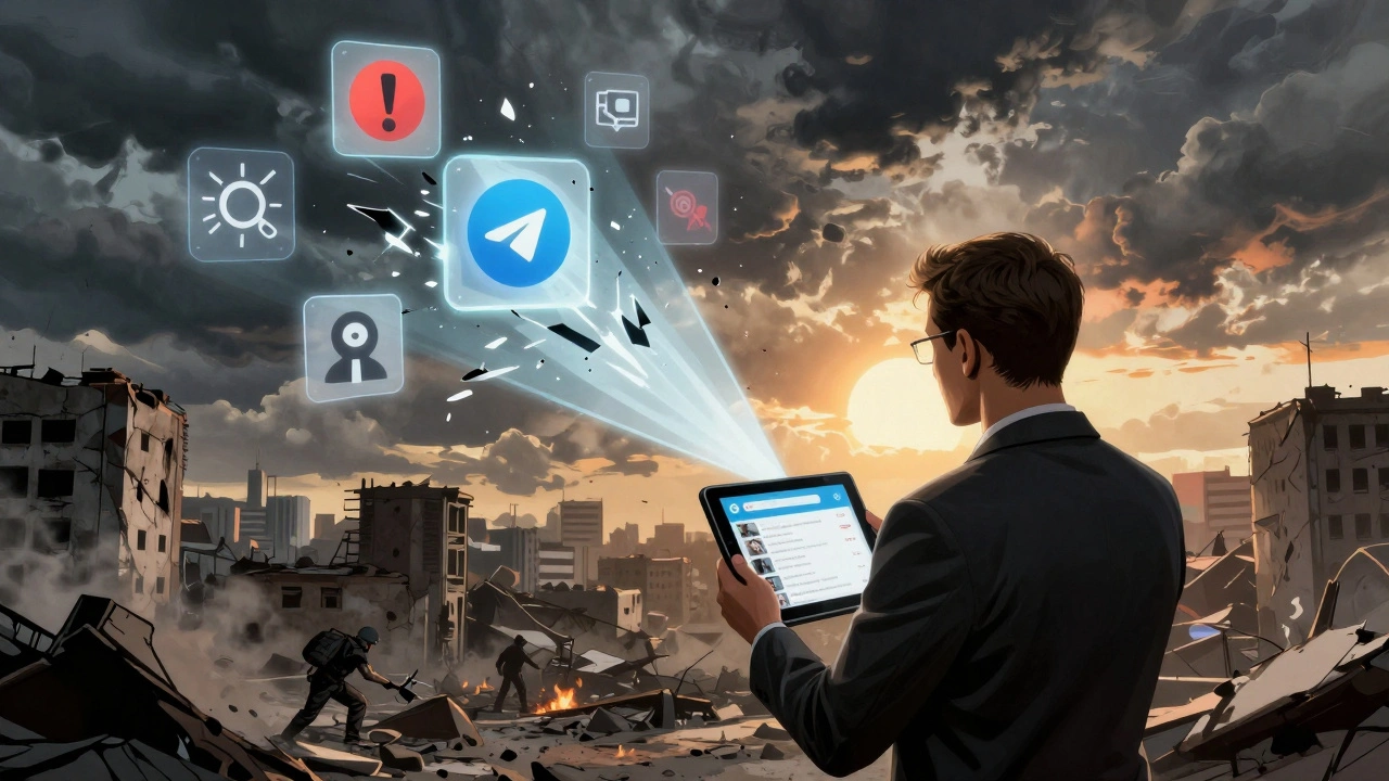 Comic-style image of a journalist receiving verified news while misinformation breaks apart around them.