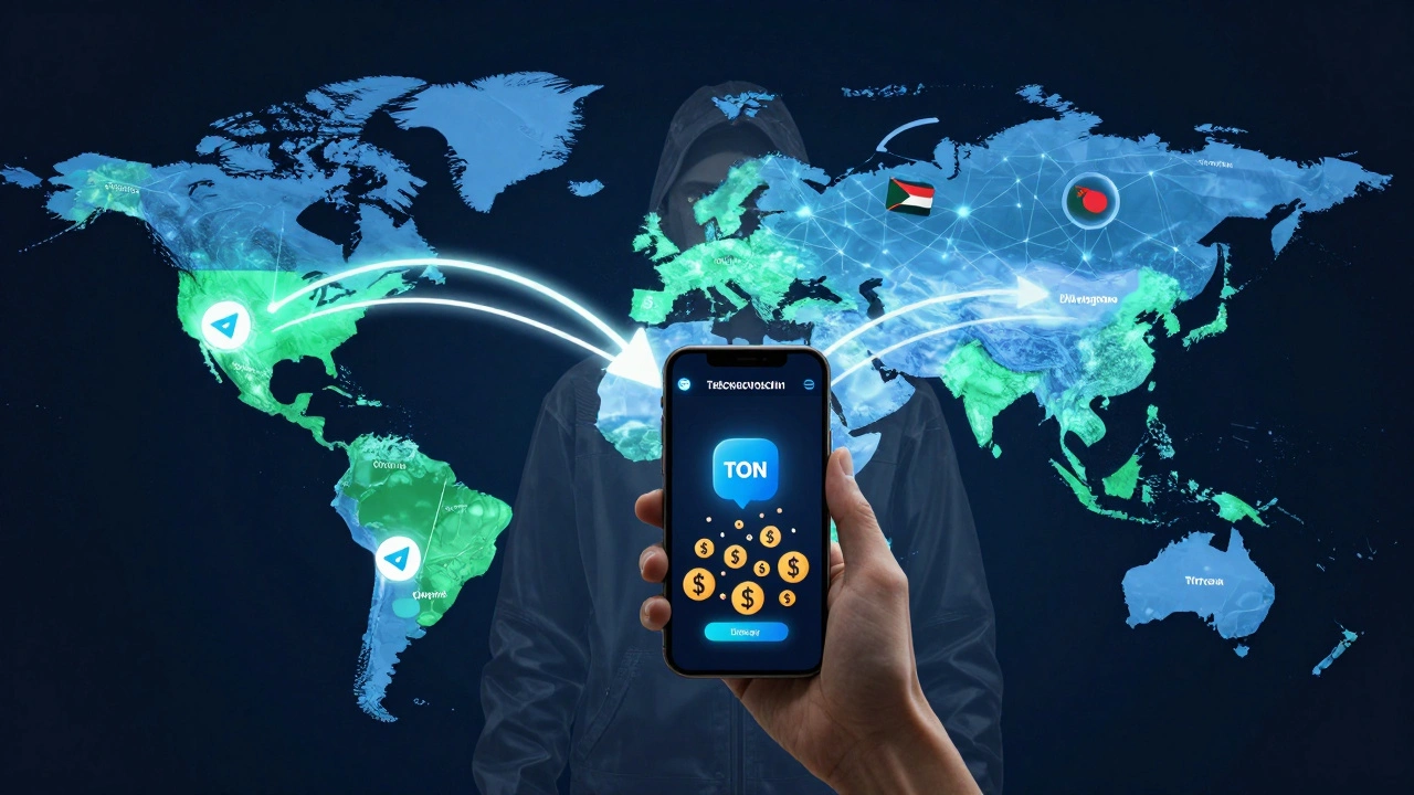 Global network of Telegram news channels with tipping payments flowing to journalists across continents.