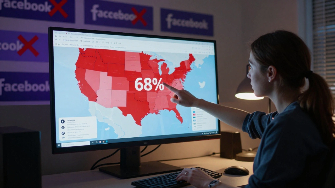 Newsroom monitor showing 68% of paid subscribers came from Twitter, while Facebook ads are marked with Xs.