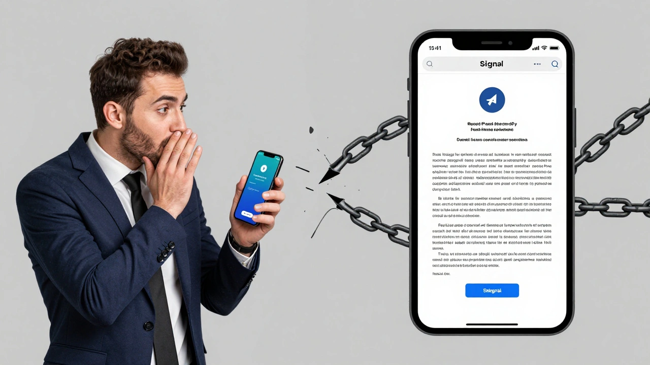 Split image: journalist using Signal on one side, court order demanding Telegram data on the other.