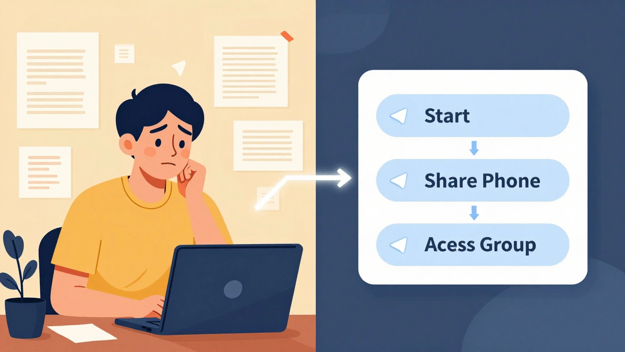 Split-screen comparison: confused user vs. guided user through simple bot flow