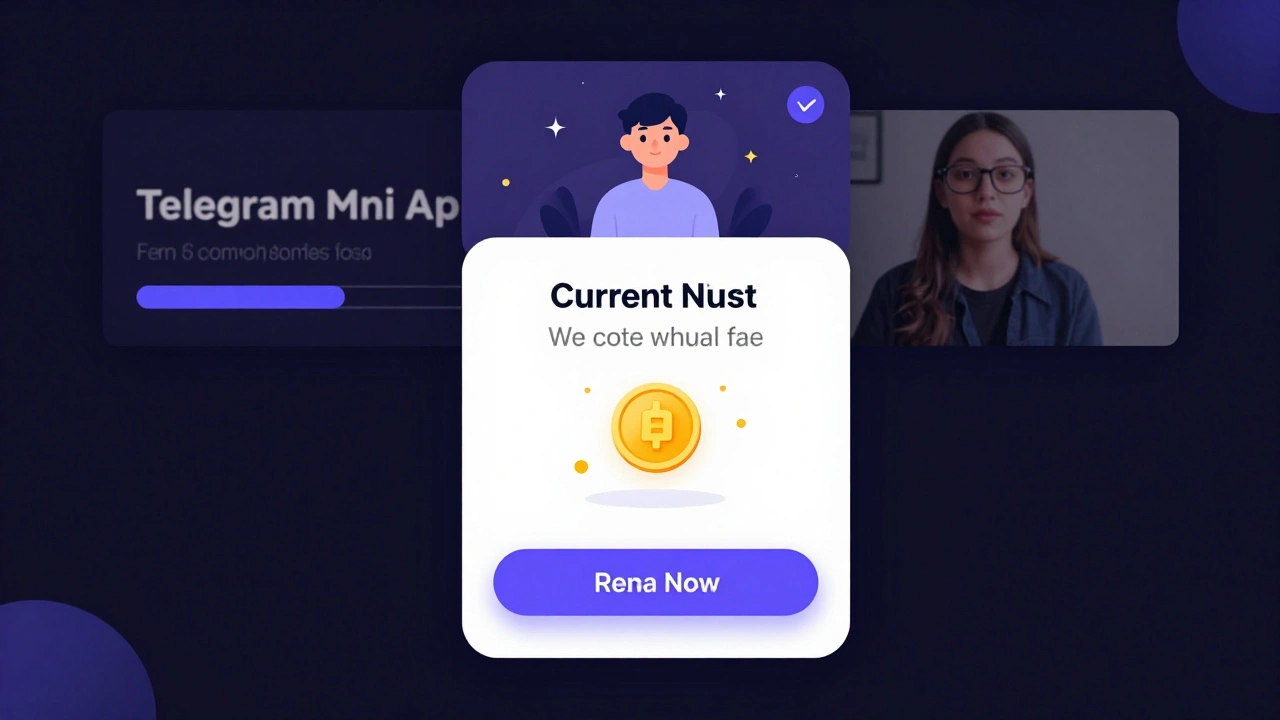 A user interacting with a Telegram Mini App quiz, receiving a reward as a quiet video ad plays in the background.