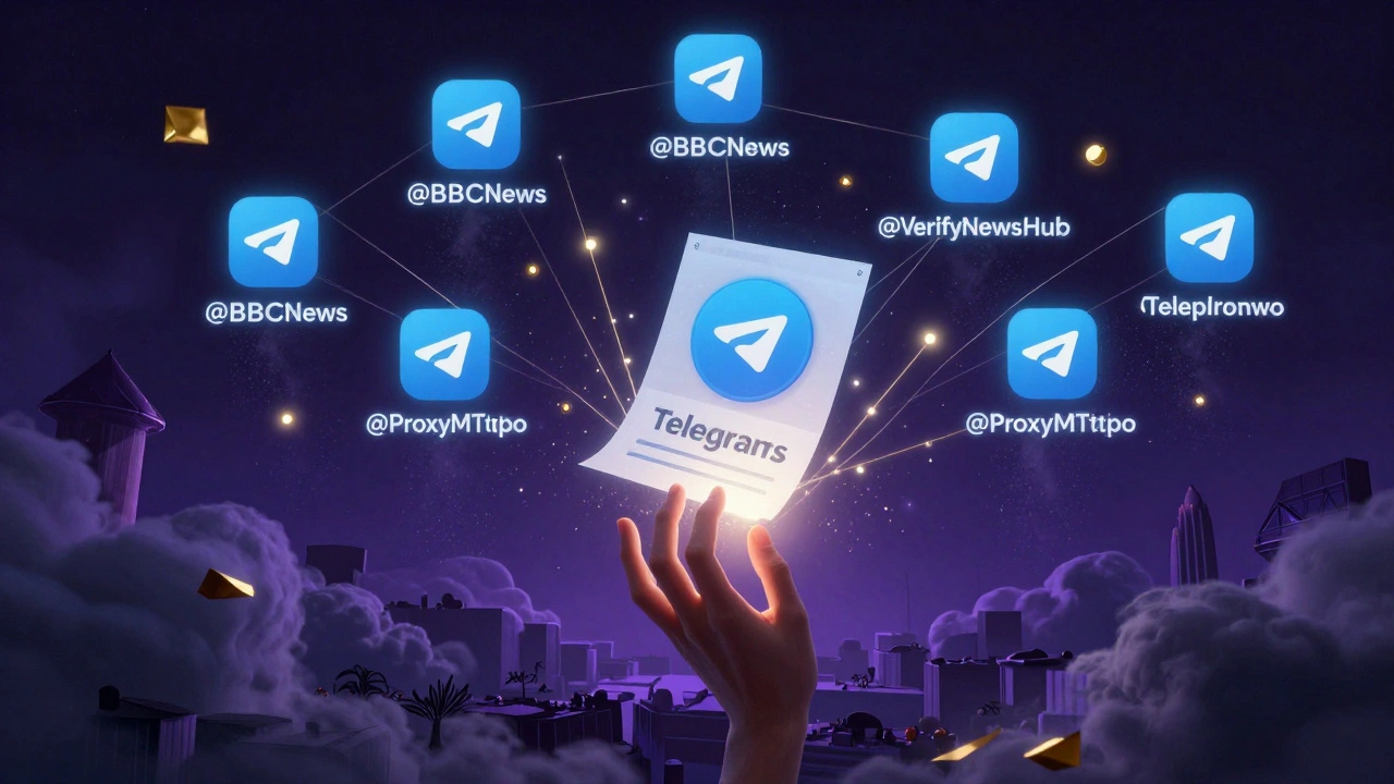 Abstract visualization of verified and false news flowing through Telegram's network.