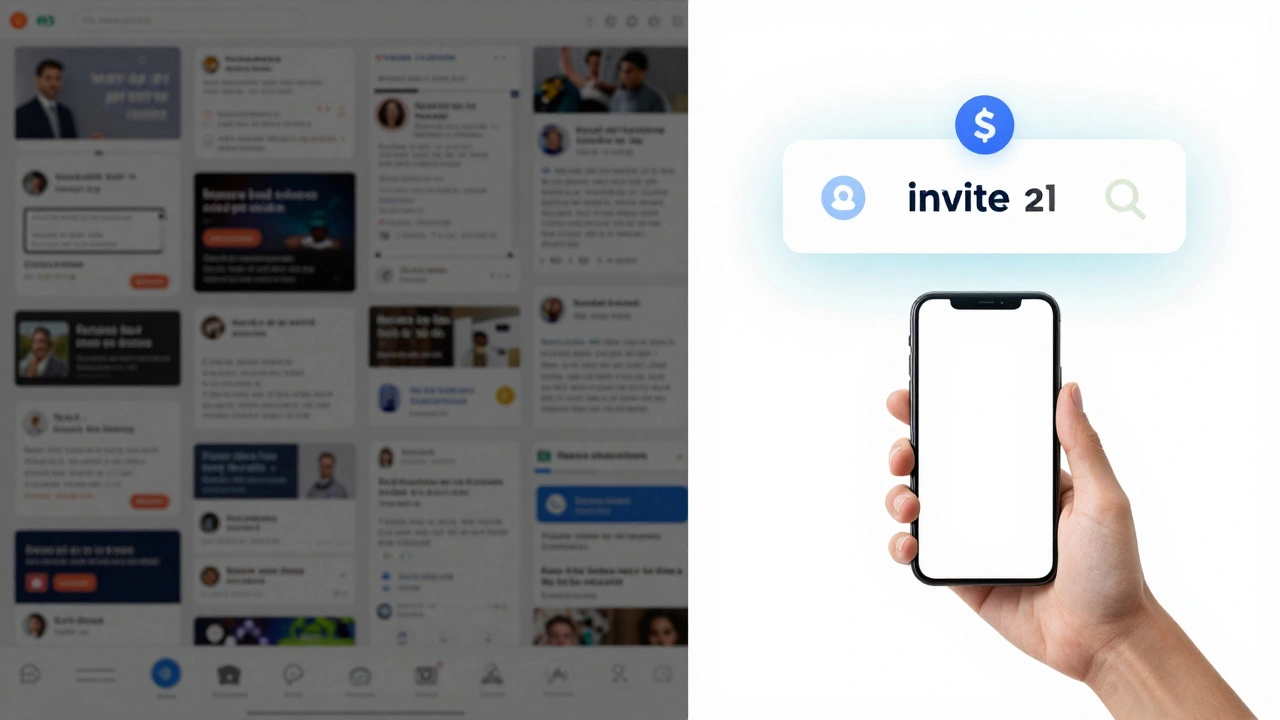 Left side: fading ads and spam emails; right side: glowing invite link turning readers into advocates with access badges.