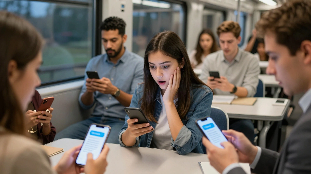 People in different locations reacting to an exclusive Telegram news update on their phone screens.