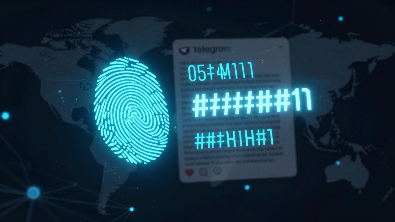 A glowing cryptographic fingerprint and timestamp overriding a distorted false rumor on a dark digital background.