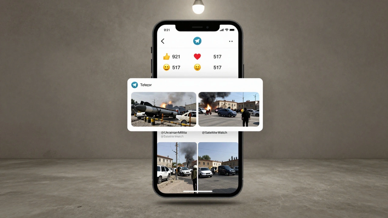 A Telegram post with emoji reactions and verified source tags, displayed against a minimalist background.