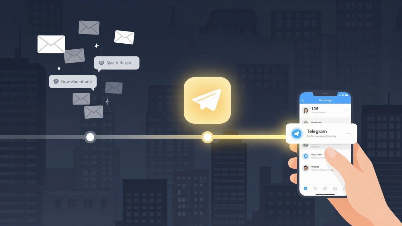 A visual timeline comparing slow email delivery with instant Telegram alert and failed app notification during a breaking news event.