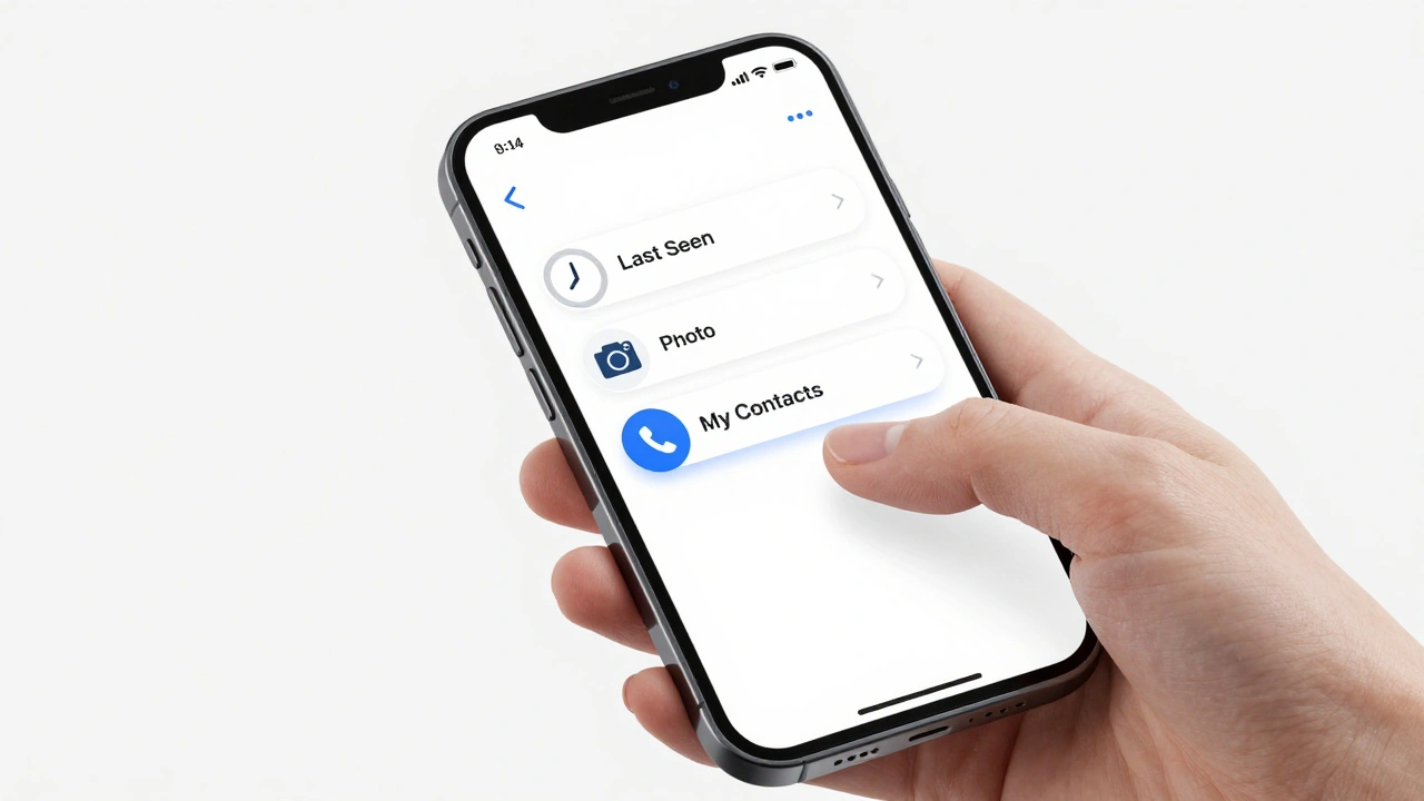 Adjusting Telegram privacy settings with icons for Last Seen, Profile Photo, and Phone Number