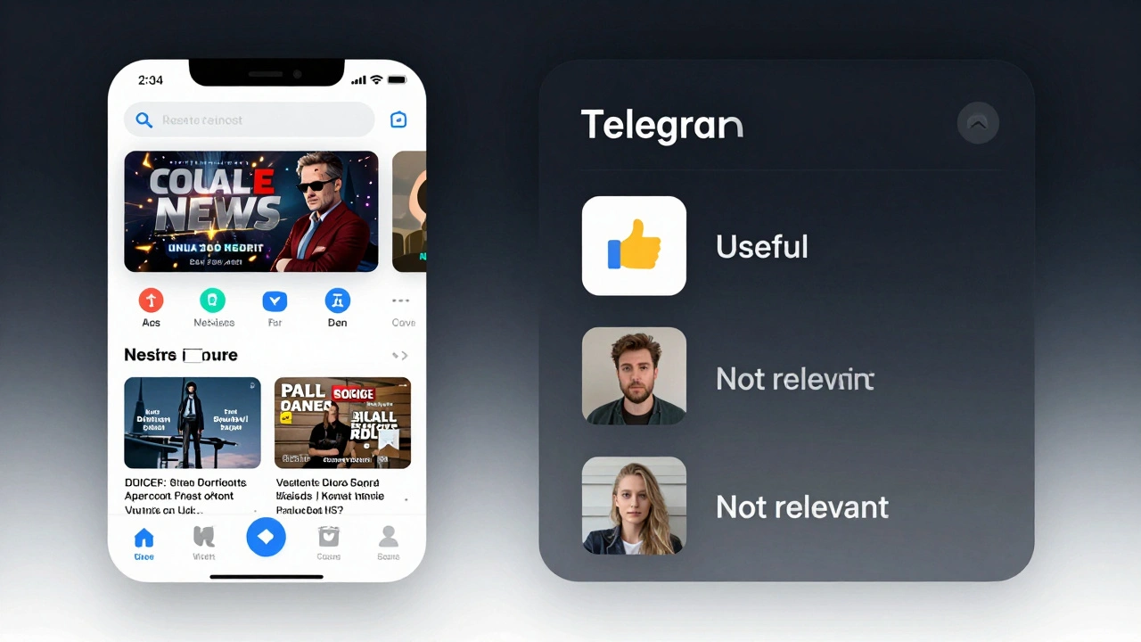 Comparison of chaotic news app vs. minimalist Telegram bot delivering curated content.