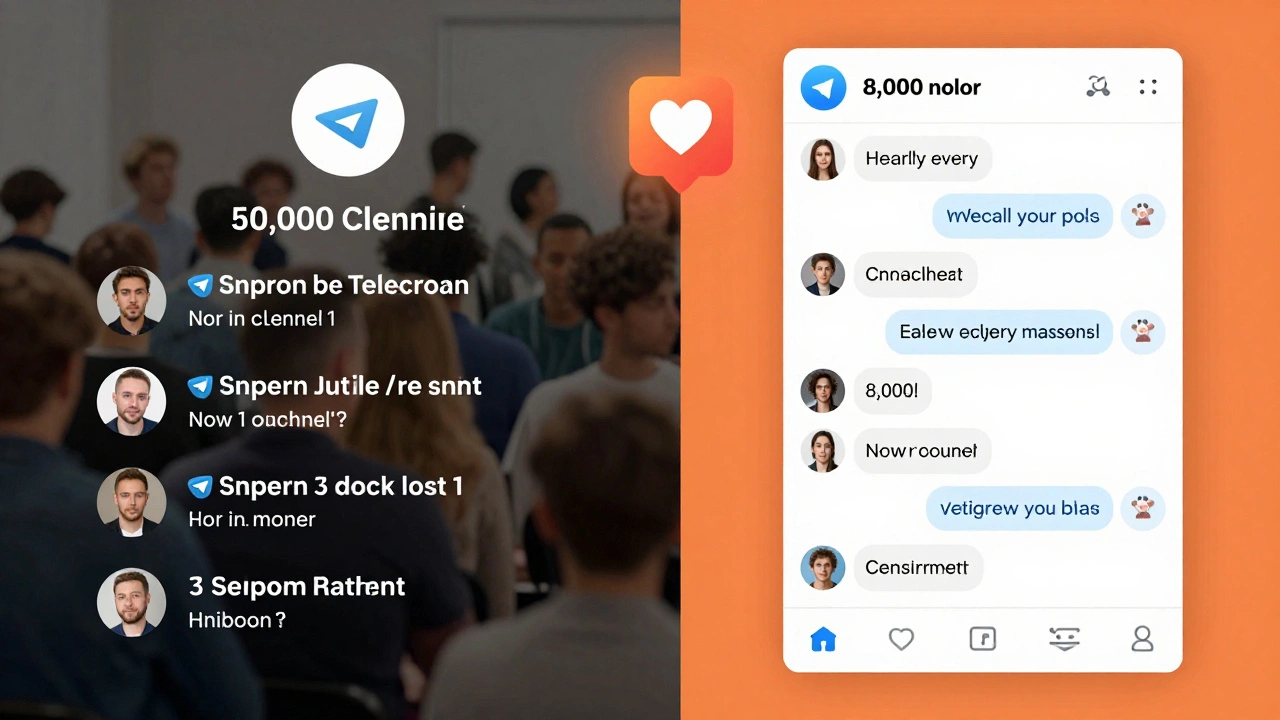 Comparison of inactive vs. active Telegram community, highlighting reaction and forwarding differences.