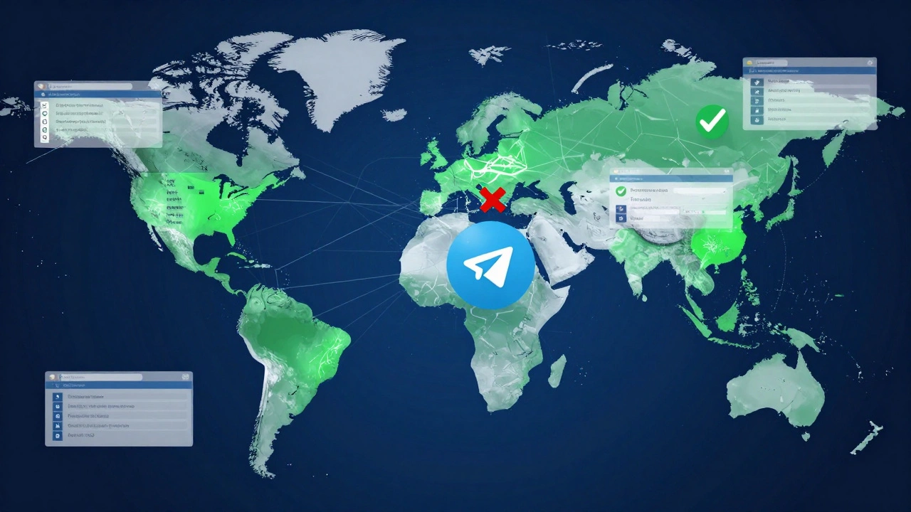 Global network showing Telegram's language accuracy issues versus news platforms' high precision