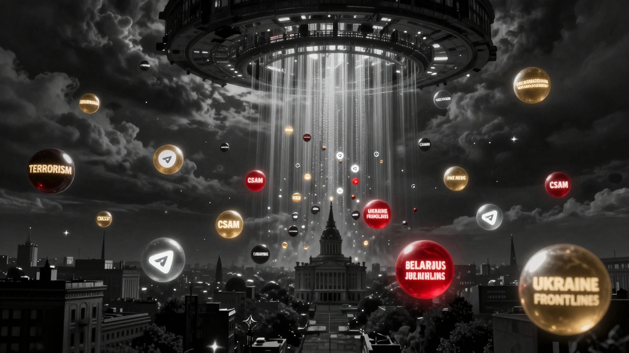 Millions of floating Telegram channels being deleted by an AI filter, some legitimate, some illegal.