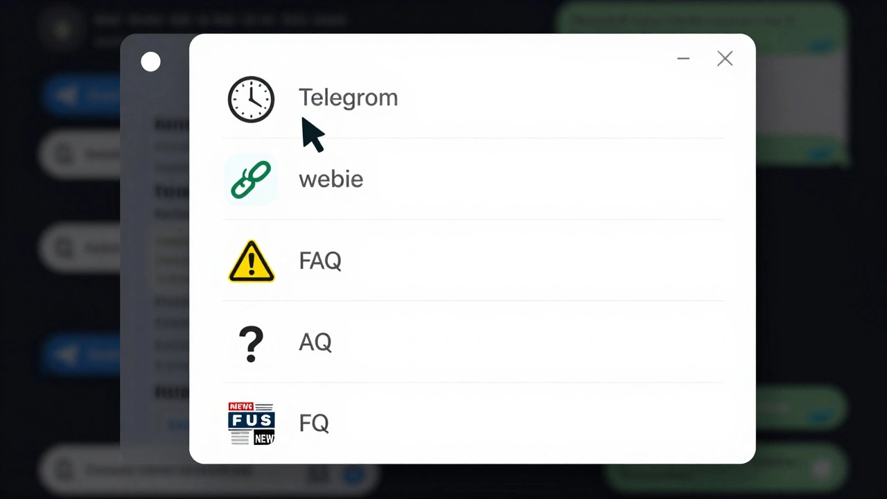 A desktop view showing five pinned messages in a list, with icons for schedule, link, warning, FAQ, and headline.