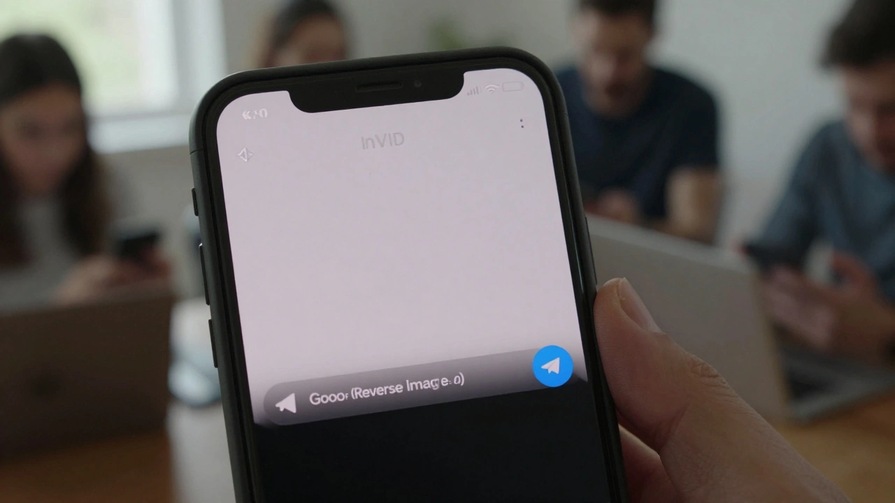 A smartphone screen showing a video clip with a subtle audio watermark, as viewers verify its authenticity using online tools.