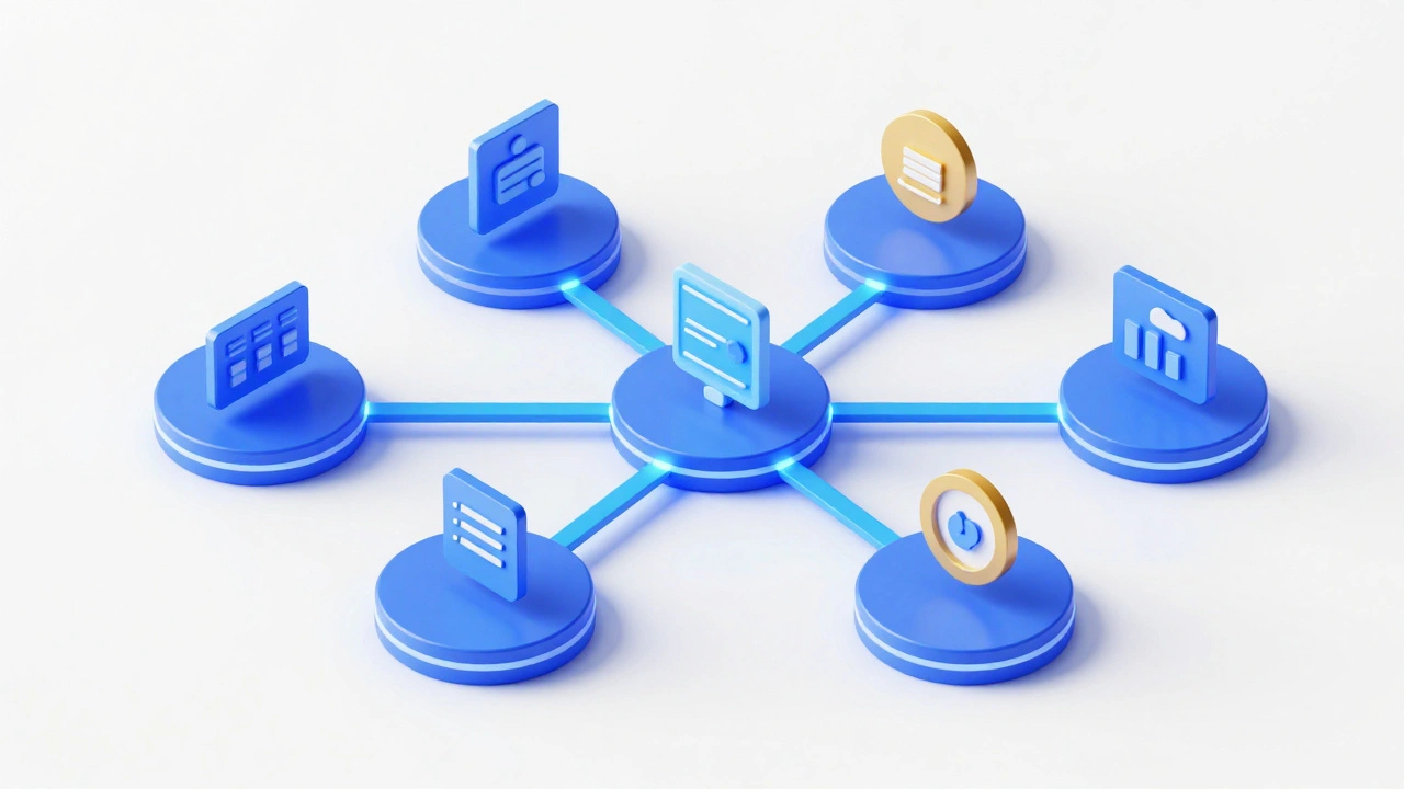 Abstract 3D network connecting Southeast Asian market zones.