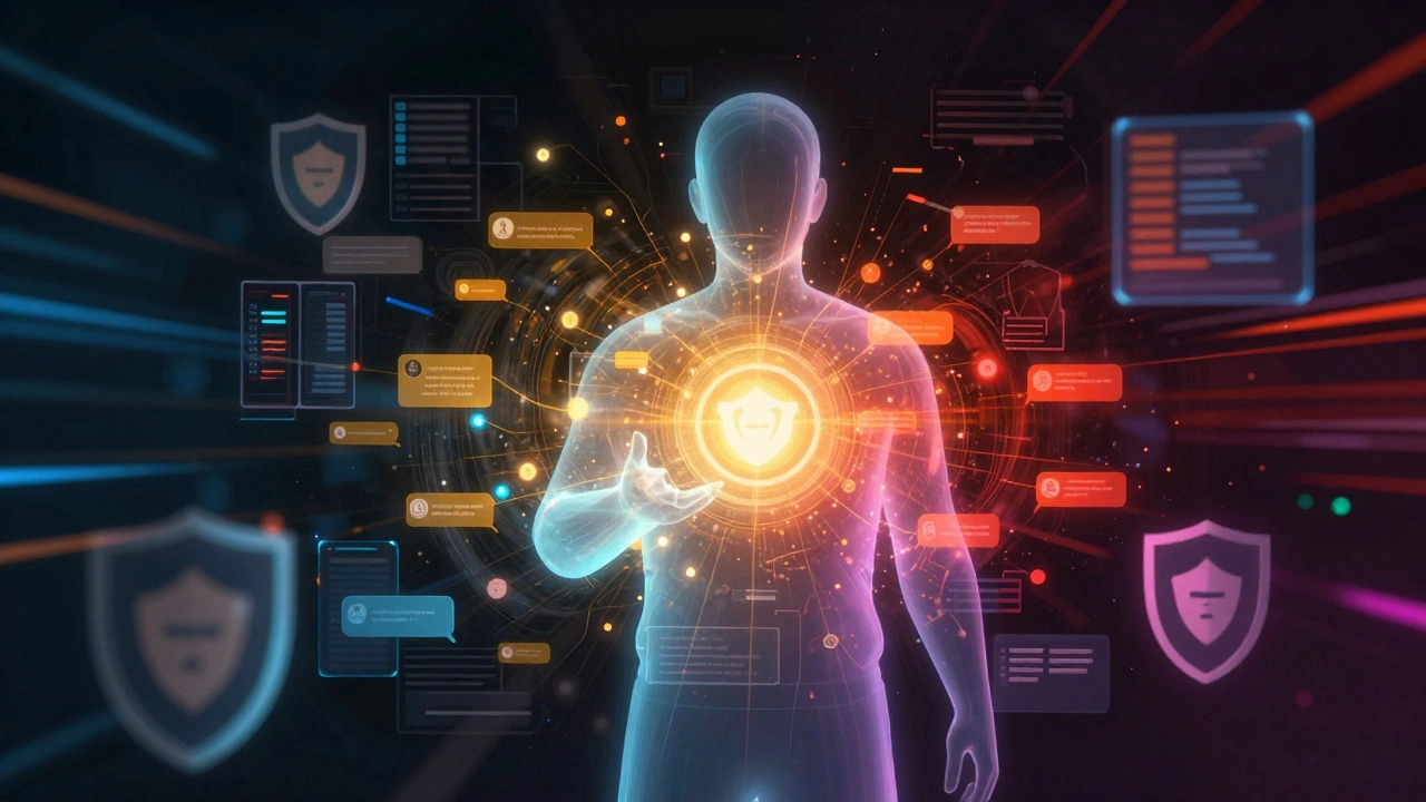 Abstract digital art showing information filtering and guard