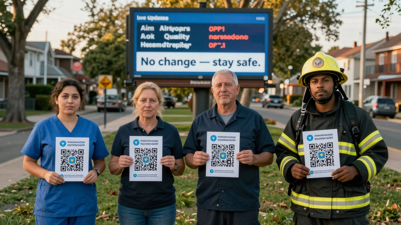 Community members displaying QR codes to a verified local Telegram news channel.
