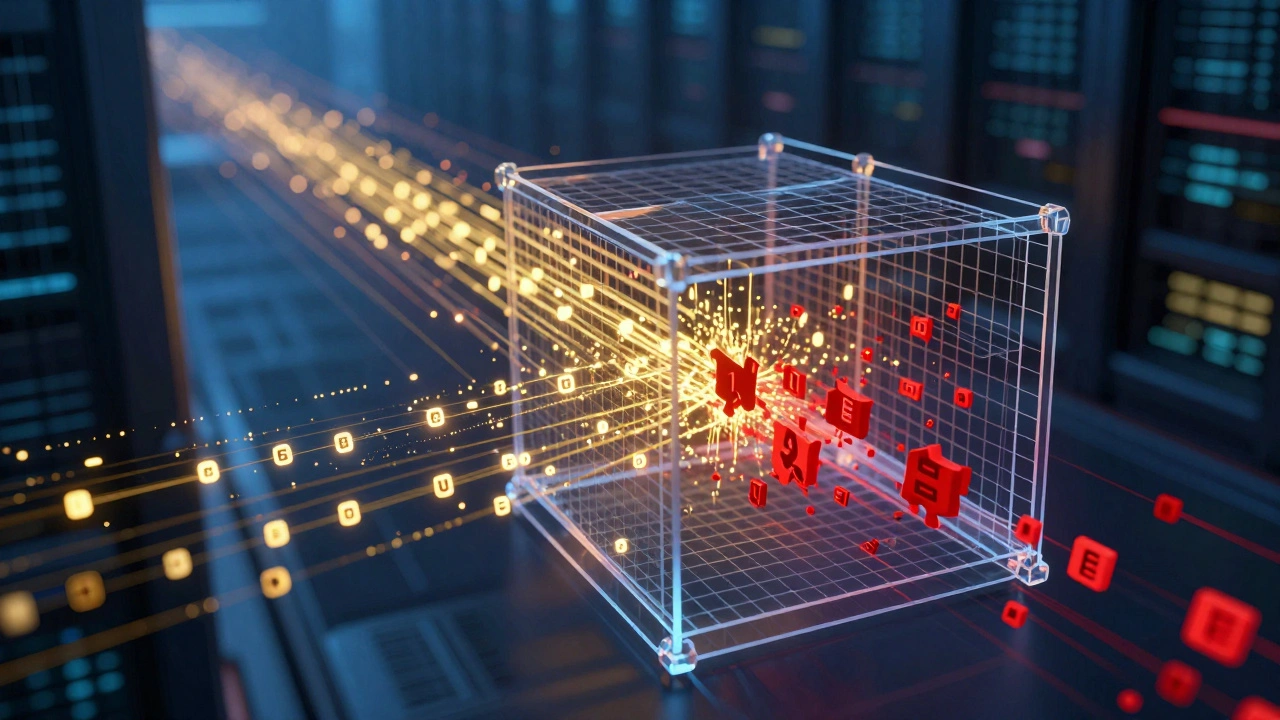 Digital data streams being filtered by a barrier