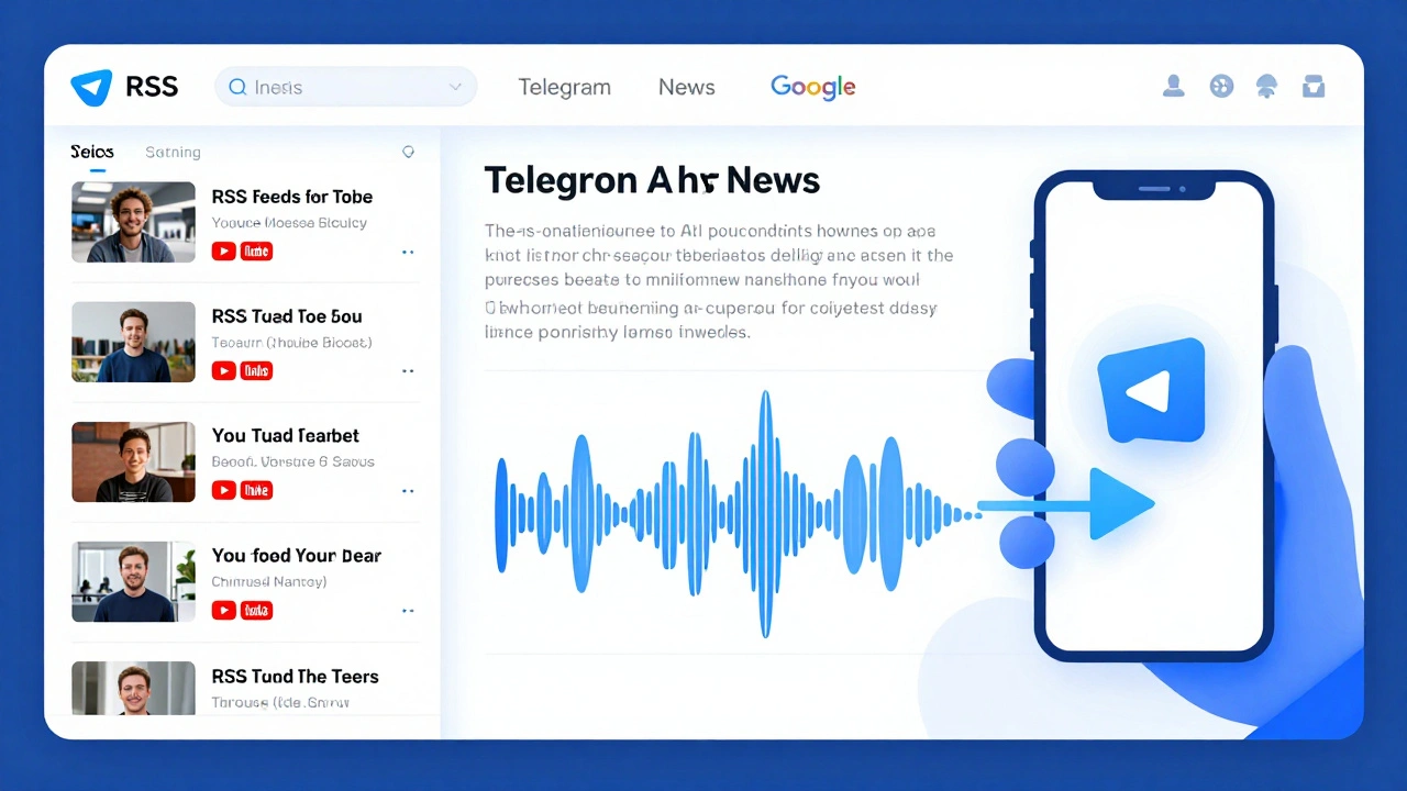 Digital workflow showing AI filtering news sources and sending summaries to a phone.