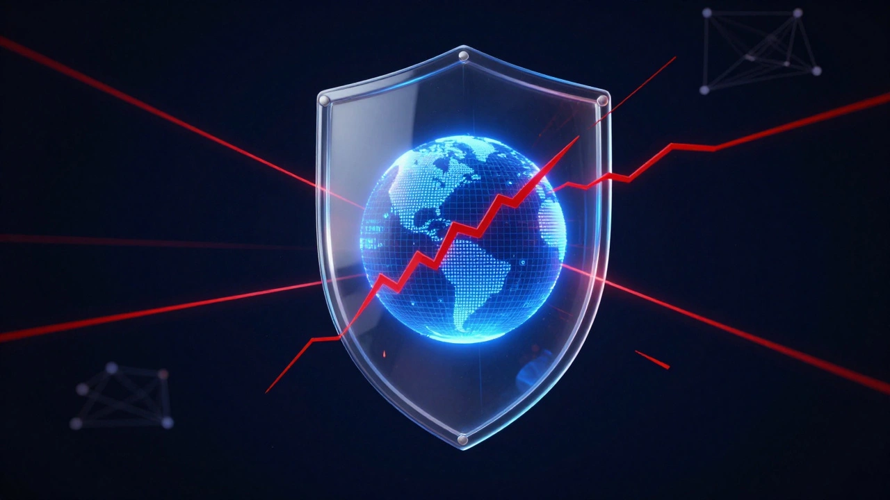 Glowing orb protected by translucent shield against red lines.