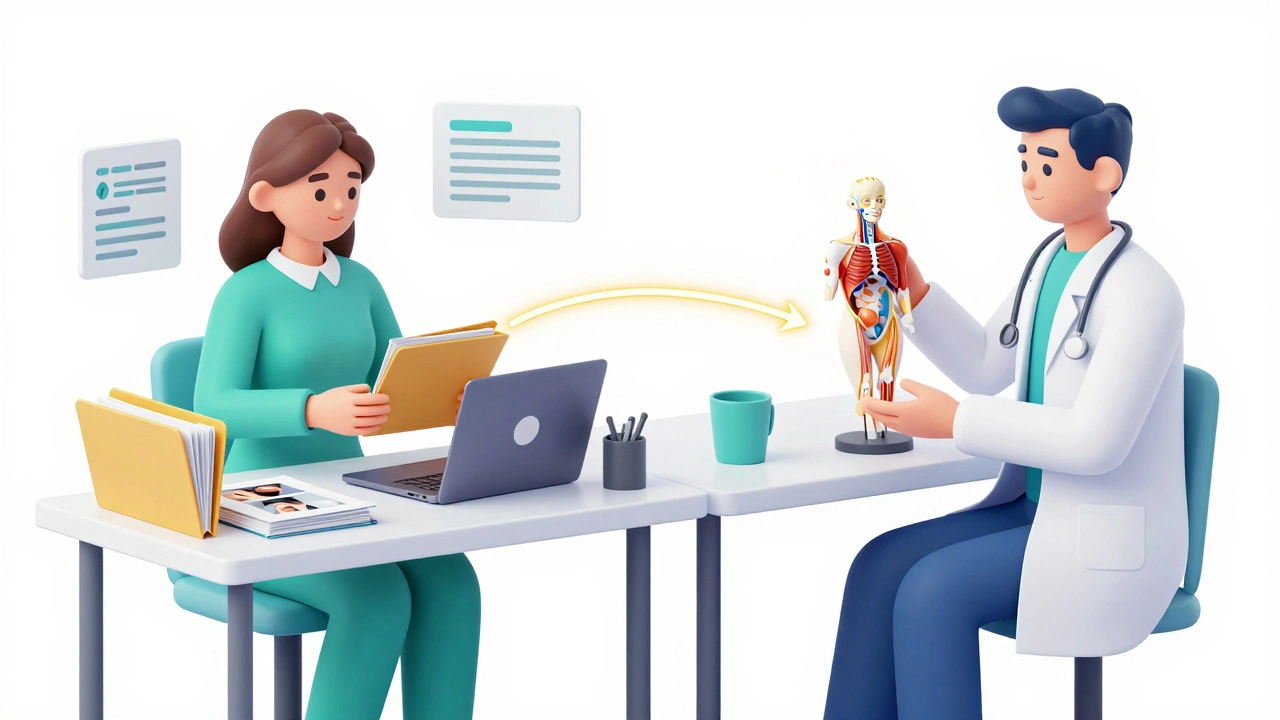 Journalist and expert connected by golden data line