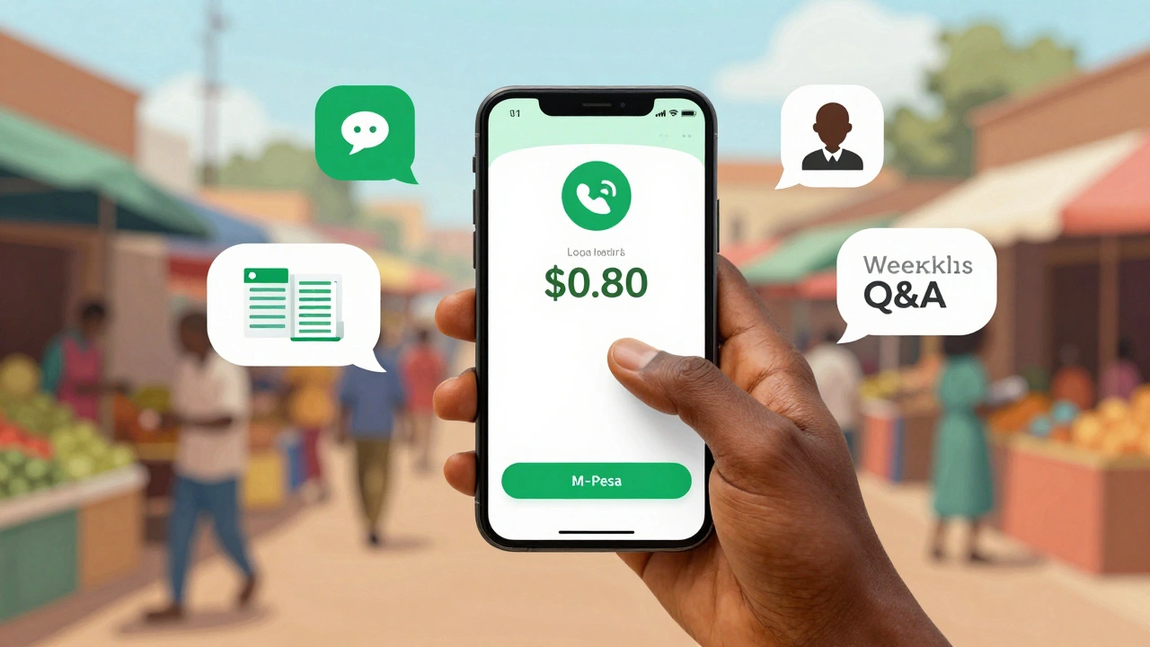 Mobile money payment of <h2>Why Sponsored Ads Don’t Work (Yet) in Developing Regions</h2>.80 via M-Pesa for Telegram news, with voice notes and local reports floating nearby.