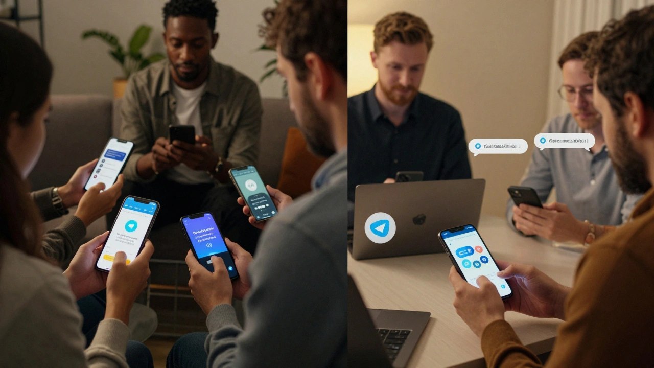 Professionals joining a Telegram channel and later engaging in a private group with personalized recognition.