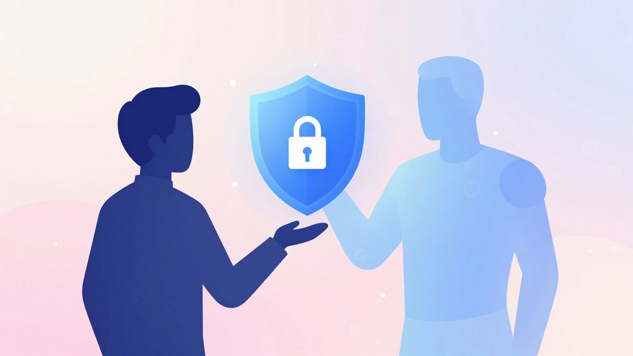 Silhouette of editor with digital shield symbolizing secure tip handling.