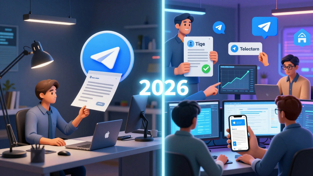 Split image contrasting a neglected Telegram channel with zero engagement versus a thriving team using dedicated roles to build trust and community through real-time interaction.