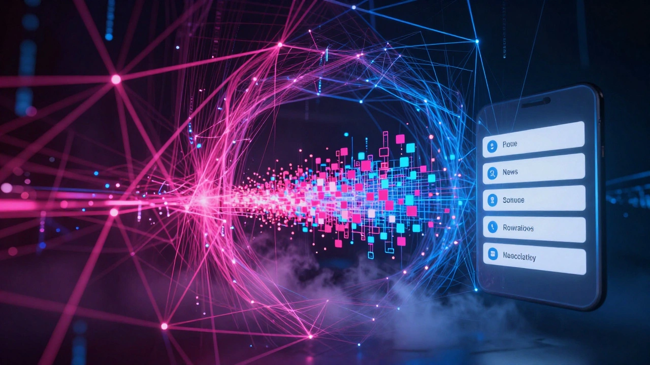 Abstract AI data stream organizing into summary blocks