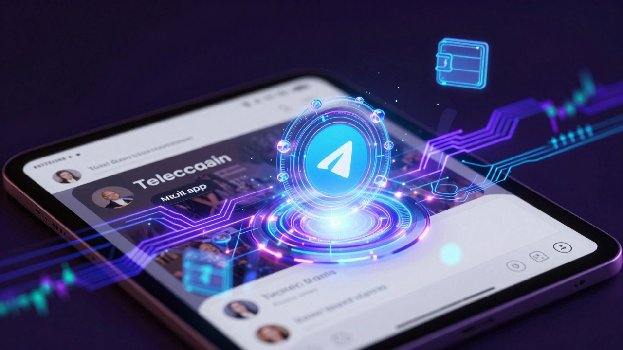 Blockchain integration overlay on messaging application screen