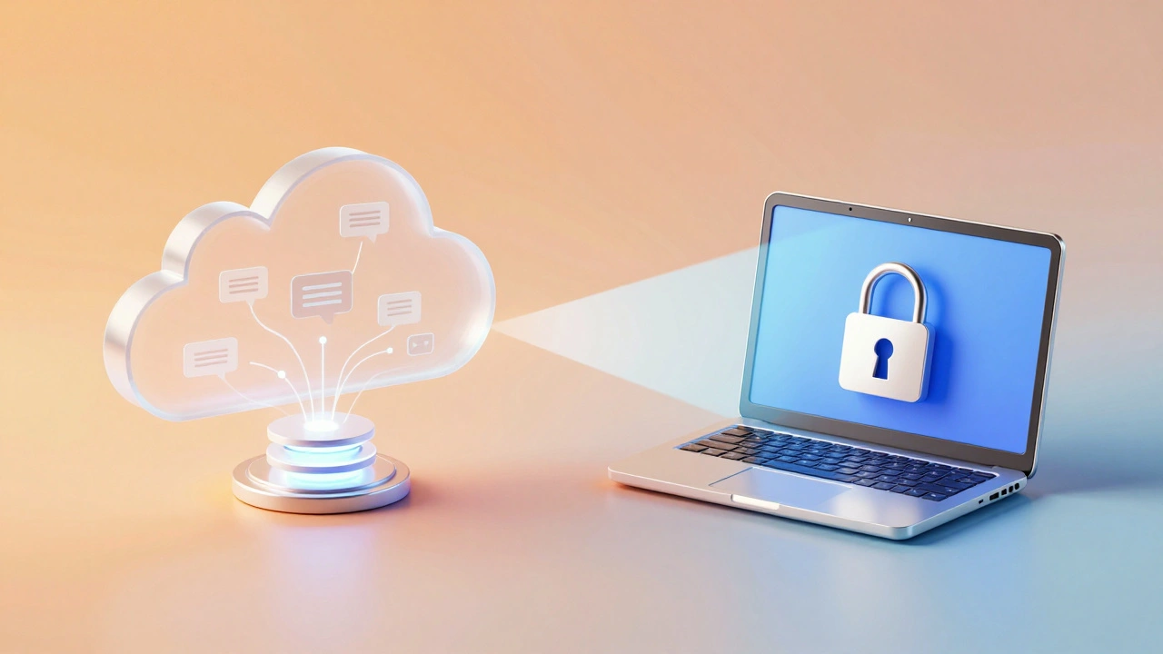 Cloud server versus secure local laptop illustration
