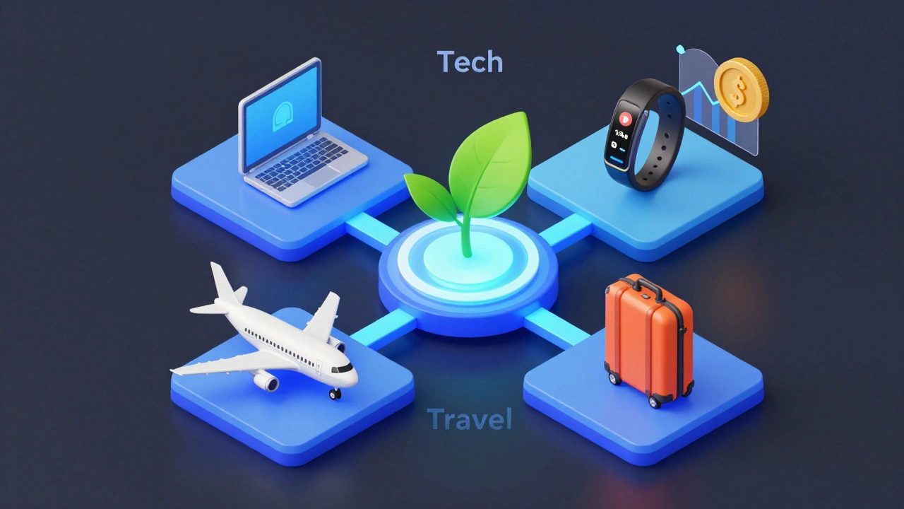 Isometric 3D concept showing the connection between news niches and related affiliate products.