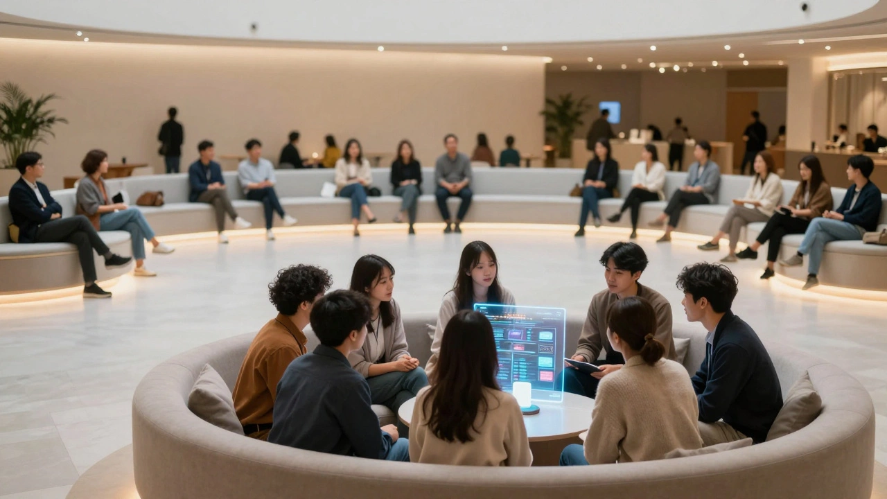 Visual representation of a public news broadcast channel and a private community discussion group.