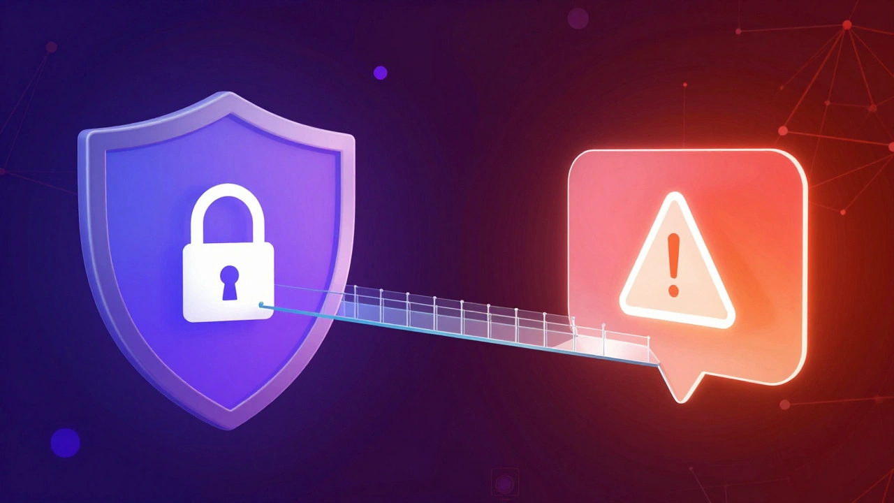 Abstract art showing the balance between private chats and public alerts.